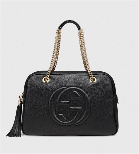 gucci バケハ レディース|Gucci leather shoulder bag.